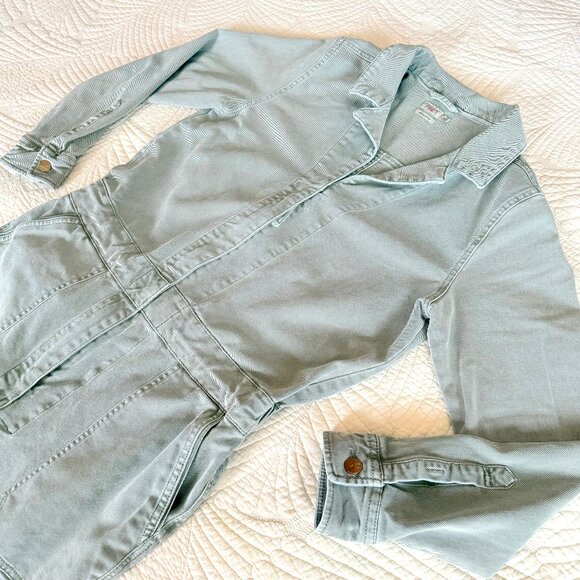 Faherty Overland Twill Utility Jumpsuit Olive Green Straight Leg Size M - Picture 10 of 17